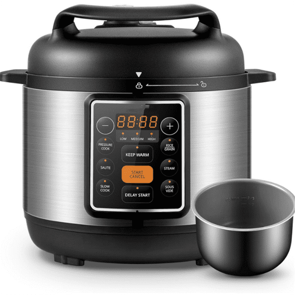 7-in-1 Small Electric Pressure Cooker, Slow Cooker, Steamer, Sauté, Sous Vide, Warmer, Multi Cooker with Natural Ceramic Coated Non-Stick Pot, 3 Quarts