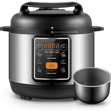 7-in-1 Small Electric Pressure Cooker, Slow Cooker, Steamer, Sauté, Sous Vide, Warmer, Multi Cooker with Natural Ceramic Coated Non-Stick Pot, 3 Quarts