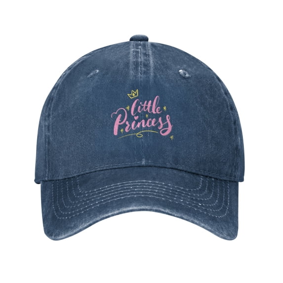 ZICANCN Pink King Queen Princess Adjustable Baseball Cap Women , Hats for Men Adult Washed Cotton Denim Baseball Caps Fashion Navy Blue