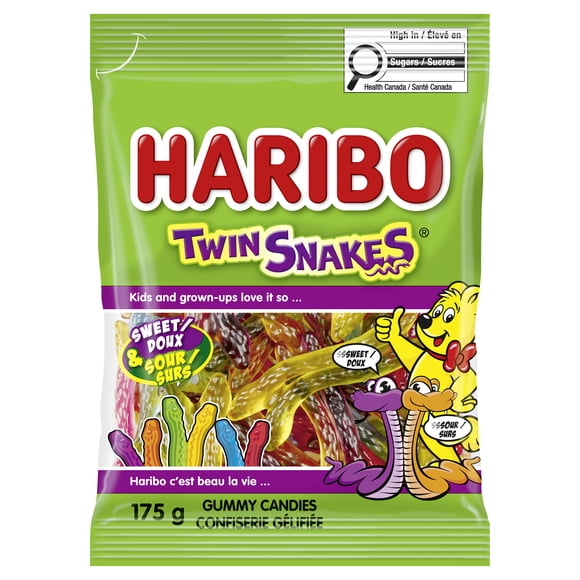 Bonbons Haribo Twin Snakes, sans colorants artificiels