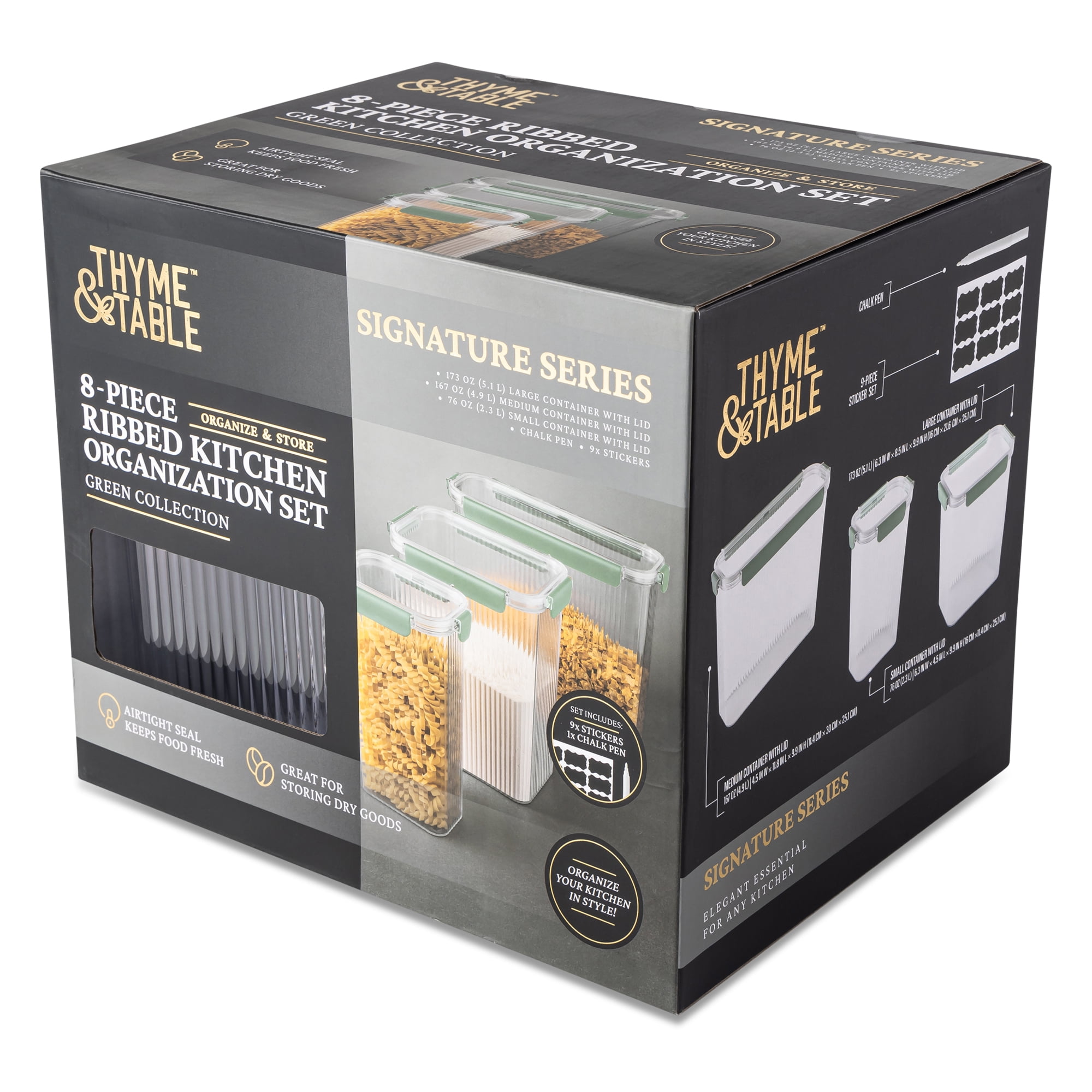 Thyme & Table 8 Piece Pantry Storage Container Set, Green