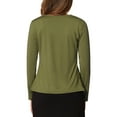 thumbnail image 3 of INSPIRE CHIC Women's Tie Front Long Sleeve Ruffled Hem Open Front Knit Cardigan S Olive Green, 3 of 6