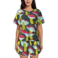 thumbnail image 1 of Fotbe Green Mushroom Conjunto de Pijama Estampado para Mujer, 2 Piezas, Ropa de Dormir con Camiseta de Manga Corta y Shorts Suaves-Small, 1 of 6