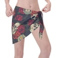 thumbnail image 3 of JUNZAN Women Chiffon Short Sarongs Cover Ups Beach Swimsuit Wrap Skirt,Roses Skulls, 3 of 7