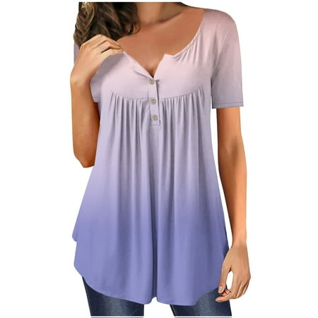 

Yourumao Women Clearance Tops Gradient Skims Dupe Slim Tunic Tops Teen Girls Short Sleeve Crew Neck Spandex Casual Tops Bustier Tshirts Women UN L