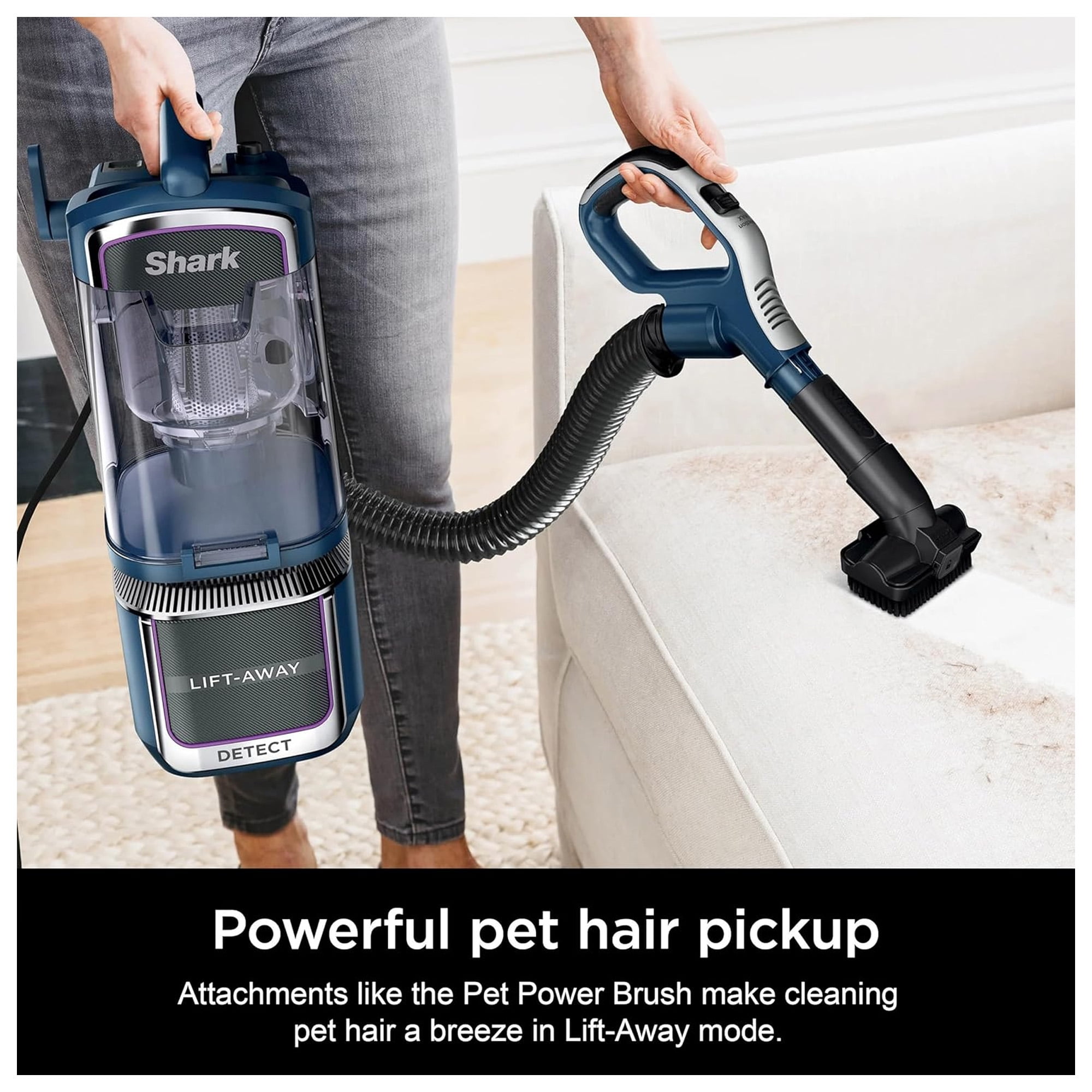 Restored Shark Detect Performance Lift-Away Upright Vacuum, Navy (Certified Refurbished)