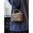 thumbnail image 4 of RUMANLAND Women's Brown Quilted Top Handle Crossbody Bag, 4 of 9