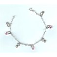 thumbnail image 1 of Sterling Silver &amp; Pink CZ Charm Bracelet, 1 of 1