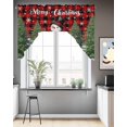 thumbnail image 3 of Red Plaid Christmas Kitchen Curtains Swag Valance for Windows/Bathroom/Cafe, Xmas Tree Snowflake Winter Gifts Rod Pocket Drape Panel Swag Curtains Valance for Bedroom/Living Room 56"x36", 3 of 6