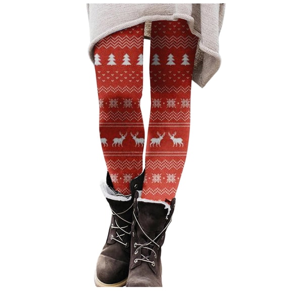 Women Christmas Outfit Women's Festive Holiday Print Fashionable Casual Slim Fit Stretch Ankle Pants Trousers for Everyday Wear Comfort Red S