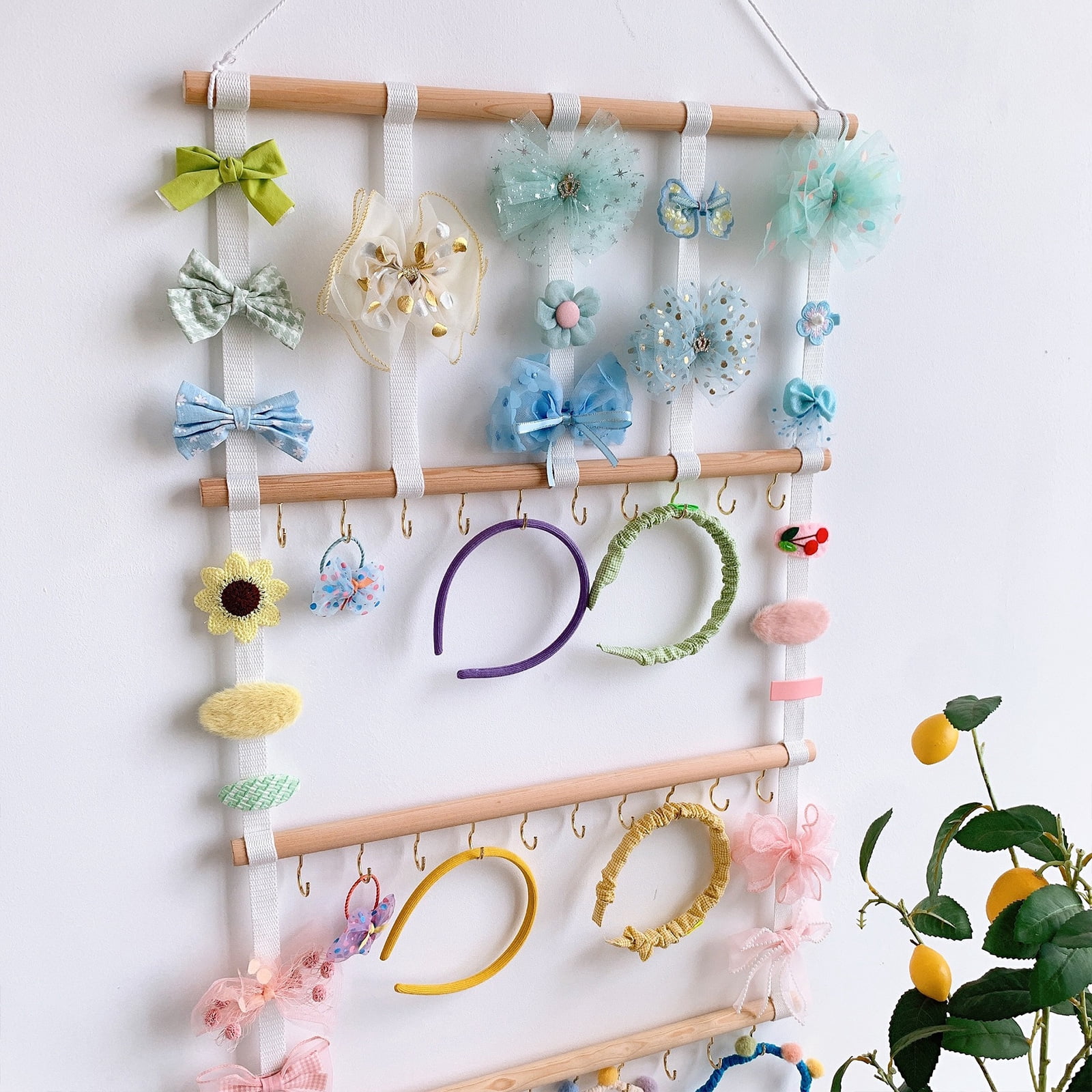 Bow Holder For Girls Hair Bows, Hair Clips Headband Storage Wall Home Decor for Girls Room 2 Sizes