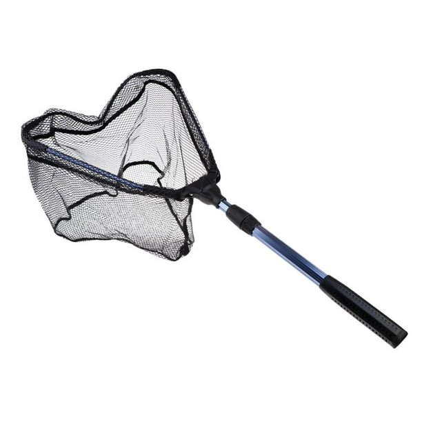 Luzkey Fish Net Collapsible Fishing Landing Net With Extending Telescoping Pole Handle Black 16.5x3.9x3.1inch