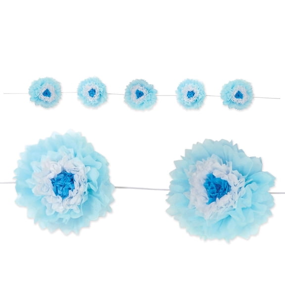 Beistle Blue and White Tissue Flower Garland (Case of 6)