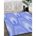 thumbnail image 3 of Ahgly Company Machine Washable Indoor Round Transitional Light Slate Blue Area Rugs, 6' Round, 3 of 7