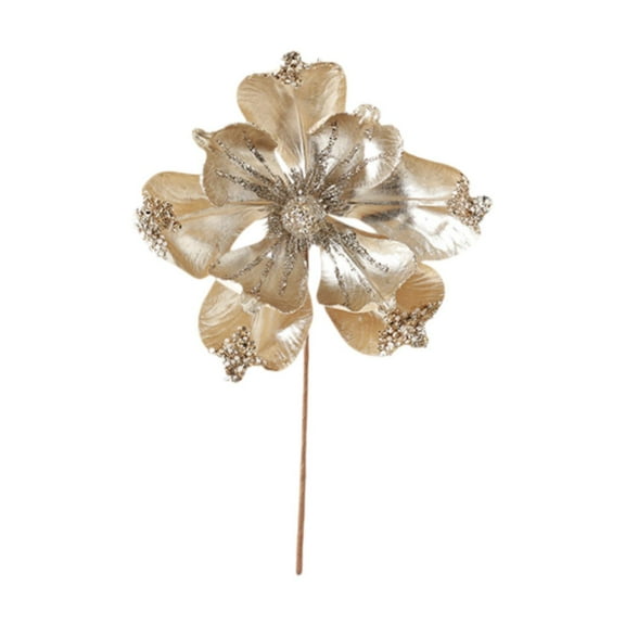 yotijay Christmas Poinsettia Artificial Poinsettia Table Centerpiece Glitter Golden