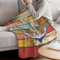 thumbnail image 3 of Anchor Throw Flannel Blanket Rope Vintage Brown Green Wood Board Nautical Super Soft Cozy Bed Blanket, Lightweight Plush Fuzzy Bed Throw for Bedroom Sofa Couch Living Room 40x50In,, 3 of 9