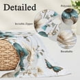 thumbnail image 3 of Teal Tulip Butterfly Throw Pillow Covers, Beige Turquoise Floral Blue Coastal Soft Breathable Pillow Cases with Invisible Zipper, Standard Pillowcases for Couch Bed Sofa Chair 20x26 Inches, 3 of 9