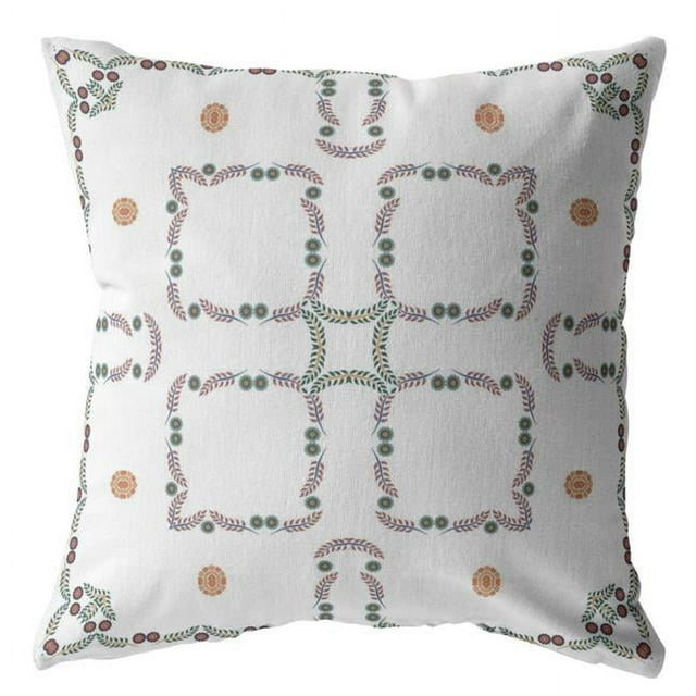 HomeRoots 413043 20 in. Blanc Floral Intérieur et Extérieur Zippé Coussin à Jeter