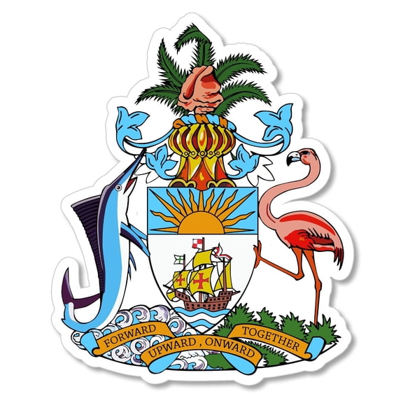 Bahamas Country Coat of Arms Car Truck Window Bumper Sticker Decal 4"