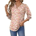 thumbnail image 3 of UVN Summer V Neck Womens Blouses Dressy Casual 3/4 Sleeve Shirts Ladies Tunic Tops, 3 of 10
