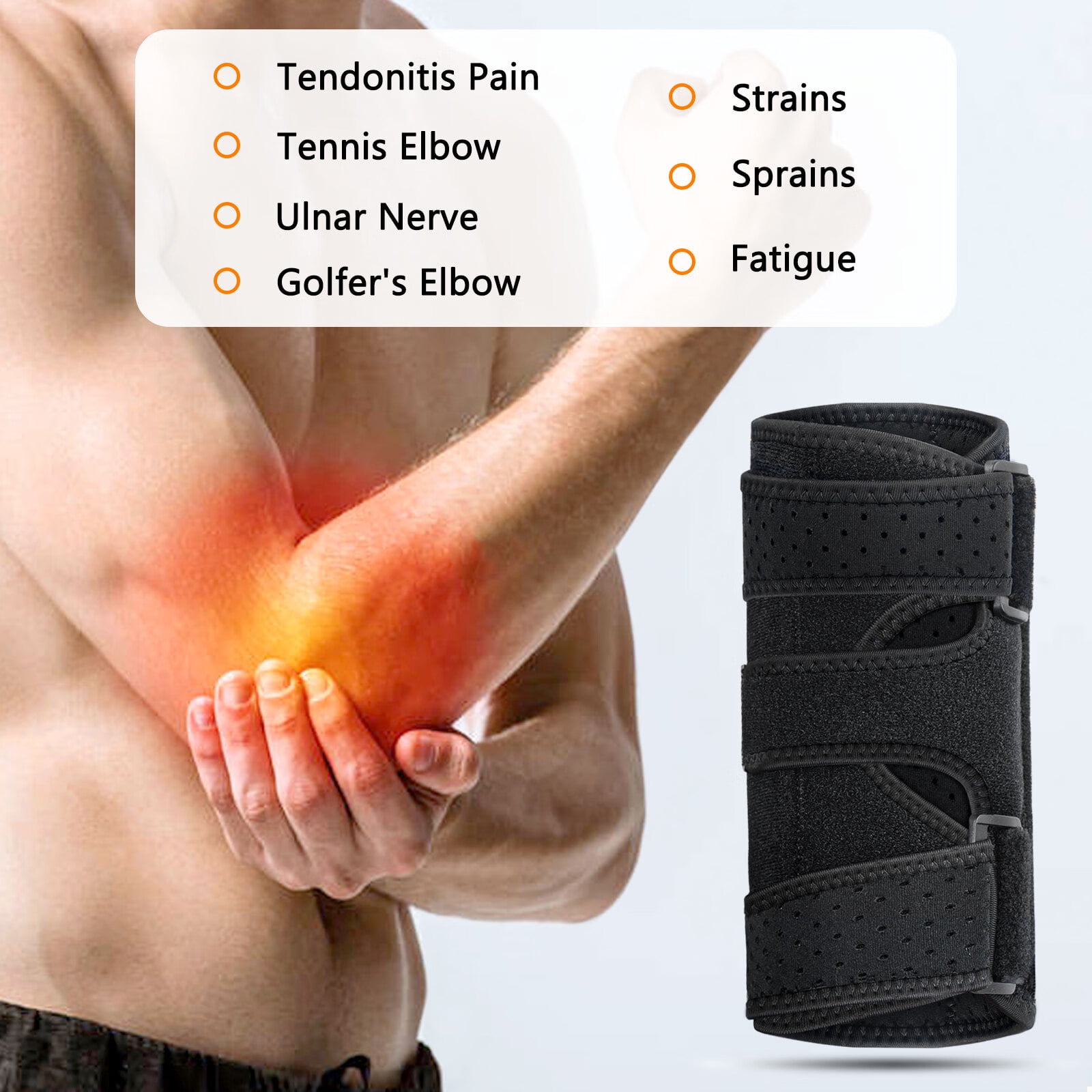 Tennis Elbow Brace,Night Sleep Elbow Support,Comfortable Elbow Splint,Adjustable Stabilizer with 2 Removable Metal Splints for Cubital Tunnel Syndrome,Tendonitis,Ulnar Nerve,Elbow sleeve for Men,Women