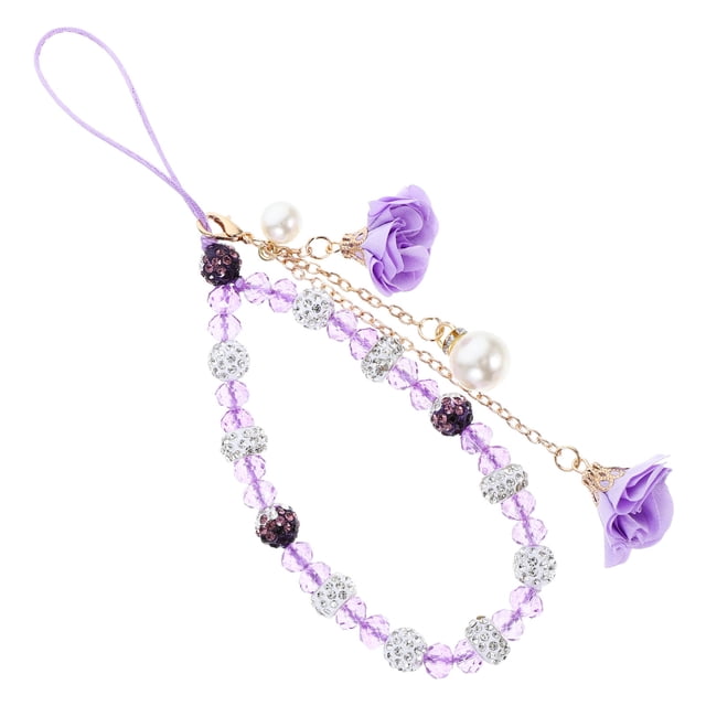 FENGGUIQU Correa Para Teléfono Con Colgante Floral Y De Cristal Morado Estilo Y Duradero