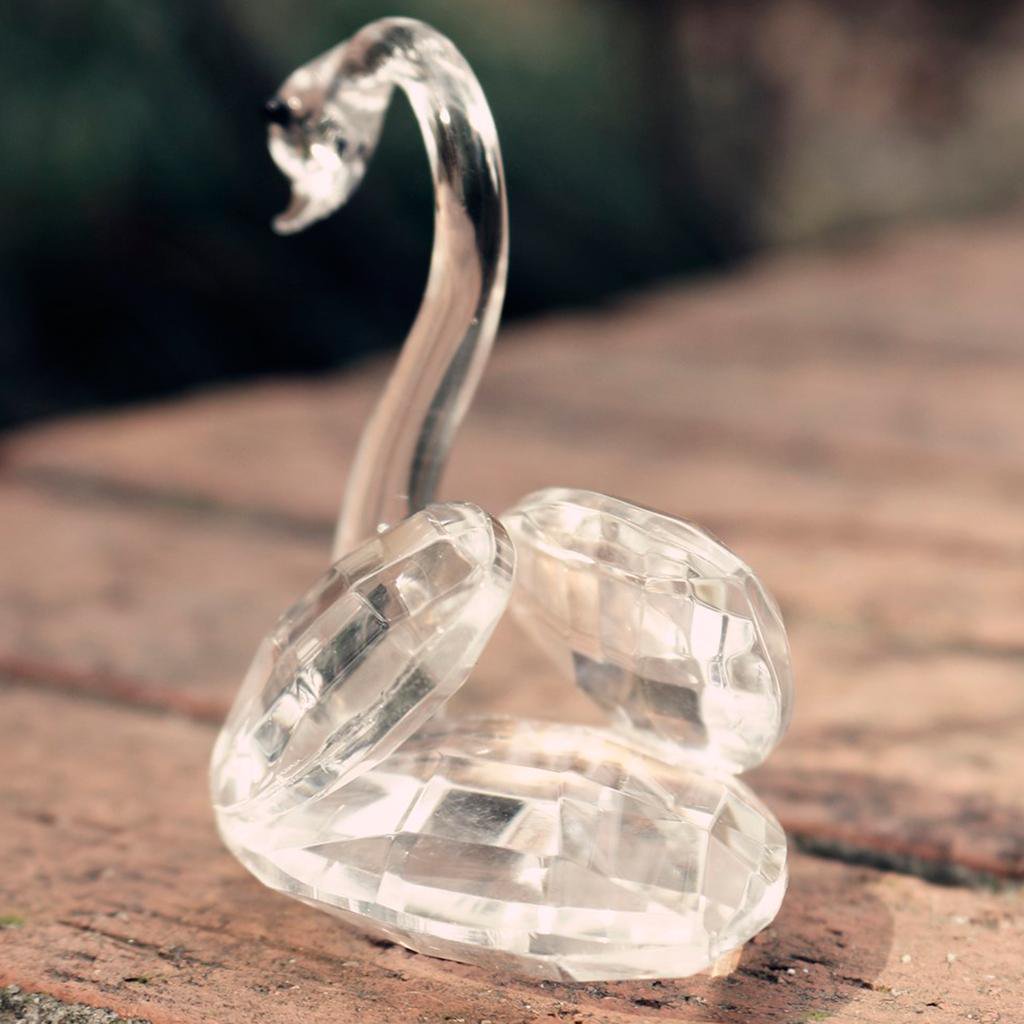 balikha Glass Swan Collectible Statue Table Centerpiece Ornament Wedding Favors, Handmade Crystal Swan Figurine Paperweight