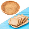 thumbnail image 3 of Thinsony Wicker Woven Round Snack Fruit Bowl Rattan Food Organizer Tray 20x3cm 1Set, 3 of 5