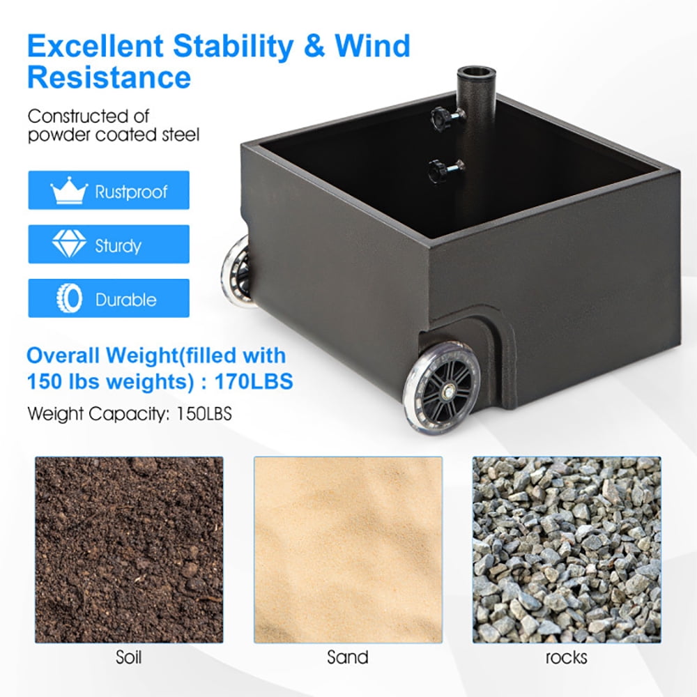 Aimee Lii 150 Pounds Patio Umbrella Base Stand Wheels Planter Outdoor, Outdoor Umbrella Stand