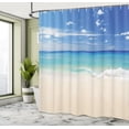 thumbnail image 4 of Ambesonne Tropical Shower Curtain, Shore Sea with Waves, 69"Wx75"L, Cream Turquoise White, 4 of 4