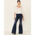 thumbnail image 2 of Angie Women's Embroidered Button-Down Long Sleeve Flowy Top Black   US, 2 of 4