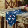 thumbnail image 3 of Table Runner Dresser Scarves Christmas Snowman Winter Snowflake Cotton Linen Burlap Table Cover Seamless Candy Star on Blue Table Runners for Family Kitchen Dining Holiday Party Banquet Decor, 3 of 5
