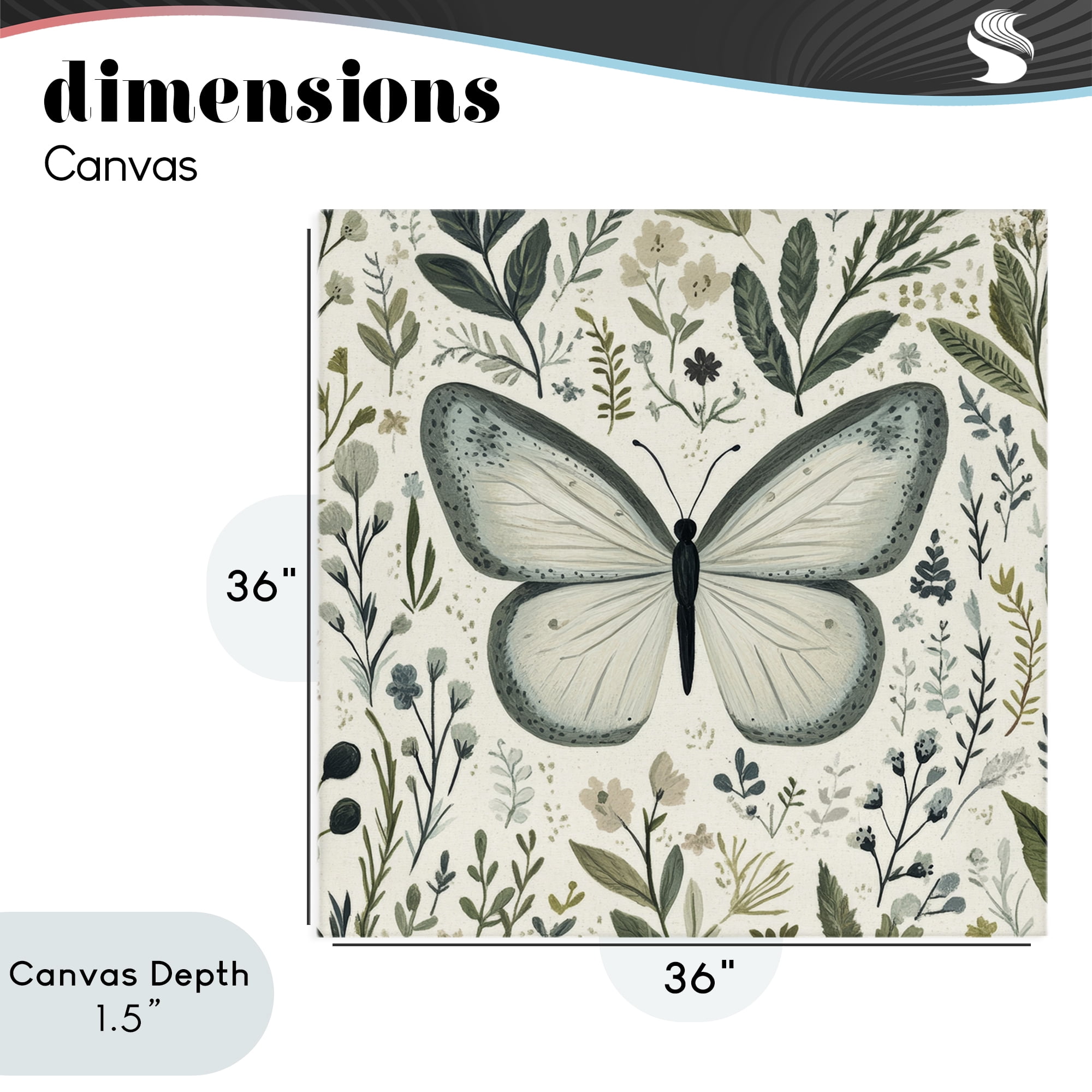 Stupell Industries Dusty Blue Butterfly Botanicals Canvas Wall Art, design by Petal Prints Design
