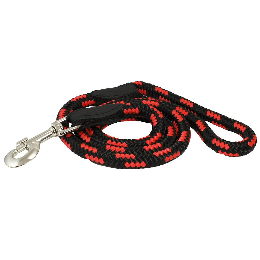 Dogs My Love 6ft Long Braided Rope Dog Leash Red with Black 6 Sizes