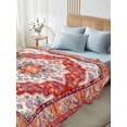 thumbnail image 4 of Orange Red Boho Queen Size Flat Sheet, Wrinkleproof & Fadeproof Cooling Flat Bed Sheet Only, Vintage Flower Tribal Distressed Printed Breathable Soft Bedding Top Sheets 90 x 102 Inches, 4 of 8