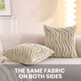 thumbnail image 5 of JIATER Pack of 2 Throw Pillow Covers Faux Fur Plush Couch Pillow Covers,18x18,Khaki, 5 of 7