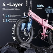 Jasion EB6 Electric Bike for Adults, 1000W Peak Motor Folding Ebike with 48V Removable Built-in Battery, Up to 50 Miles, 20 Fat Tire Foldable Electric Bicycle, UL 2849