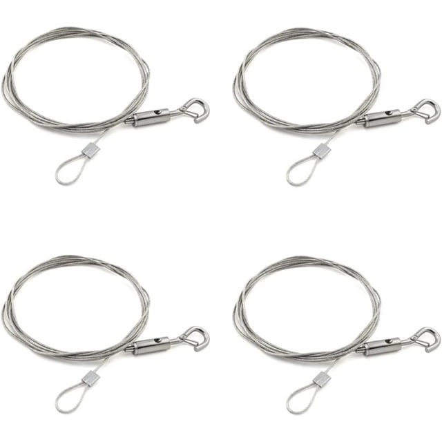FrostHike 4-Pack Adjustable Picture Hanging Wire Ropes with Loop and Hook 1.5mm x 3ft Stainless Steel Supension Cable for Heavy Duty Frame, Chandelier Light, Home Decorations (Load 44lb\\/per)