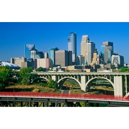 Morning view of Minneapolis MN skyline Poster Print by Panoramic