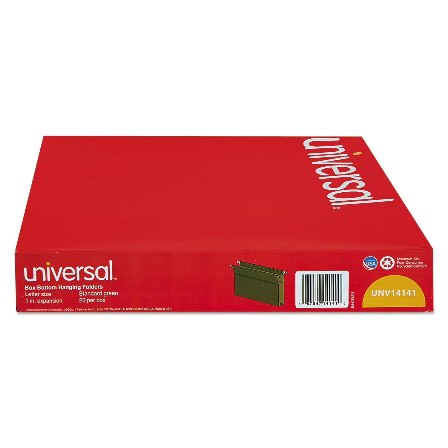 Universal Box Bottom Hanging File Folders, Letter Size, 1/5-Cut Tab, Standard Green, 25/Box (14141)