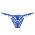 thumbnail image 3 of Panties for Women,Sheer Lace Embroidered Thong Underwear for Women Delicate Hollow Design Comfortable Apparel,Womens Underwear,Dark Blue,One Size, 3 of 5