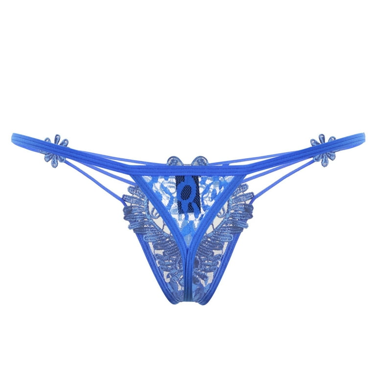 zuwimk Cotton Thongs For Women, Thongs for Women Lace Low Rise Underwear  for Ladies No Show T-back Tanga Panties Blue,S 
