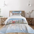 thumbnail image 3 of Ambesonne Detroit Quilted Bedspread Set 2 Pcs, Cityscape Skyscrapers, Twin Size, Multicolor, 3 of 6