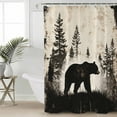 thumbnail image 2 of Small Stall Shower Curtain 36x78 Inch Narrow Half Size Black Beige Rustic Bear Bath Curtains Bathroom Decor Farmhouse Country Wildlife Woodland Waterproof Fabric Shower Curtain Set with Hooks 36 Inch, 2 of 6