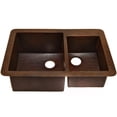 thumbnail image 2 of Novatto TCK-006AN Guadalajara 60/40 Undermount Copper Kitchen Sink, Antique, 2 of 9