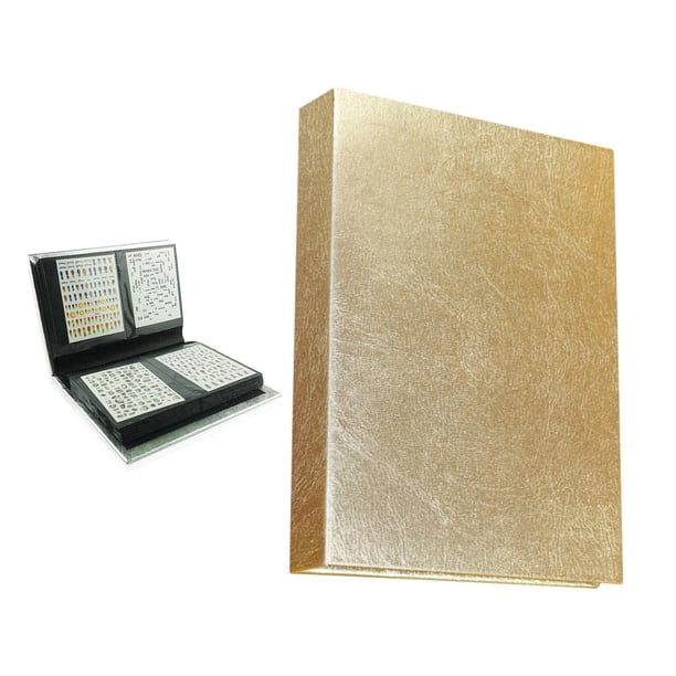 120 hojas de libro de exhibición de uñas, álbum de fotos de almacenamiento de calcomanías para uñas, 4 áreas por página, 30 páginas en total, puede co - Oro Baoblaze Álbum de colección de pegatinas de uñas