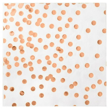 We Love Sundays Rose Gold Confetti Napkins, 6.5"x 6.5", 20 per pack