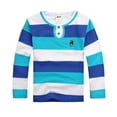 thumbnail image 2 of Toddler Shirt Boys 3T Kids Boys Girls Long Sleeve Casual Striped Shirt Button Closure Fashion Comfortable & Soft Fabric T-Shirts to Big Kid BU1,8-9 Years, 2 of 4