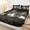 thumbnail image 3 of jejeloiu Cute Cat Animals Full Size Sheets,Gray White Kitten Bed Sheets For Girls Teens 4 Pieces, 3 of 7