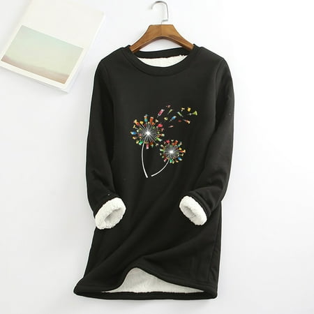 

CHGBMOK Christmas Shirts for Women O Neck Loungewear Nightgowns Long Sleeve Christmas Print Fall Fleece Tops